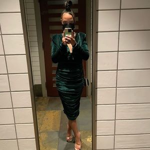 Deep V Ruched Dress